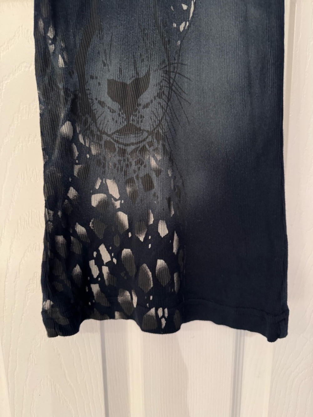 Key Closet Leopard Graphic Blue & Black Women’s Ribbed Cotton Tank Top Sz Small - Picture 6 of 10